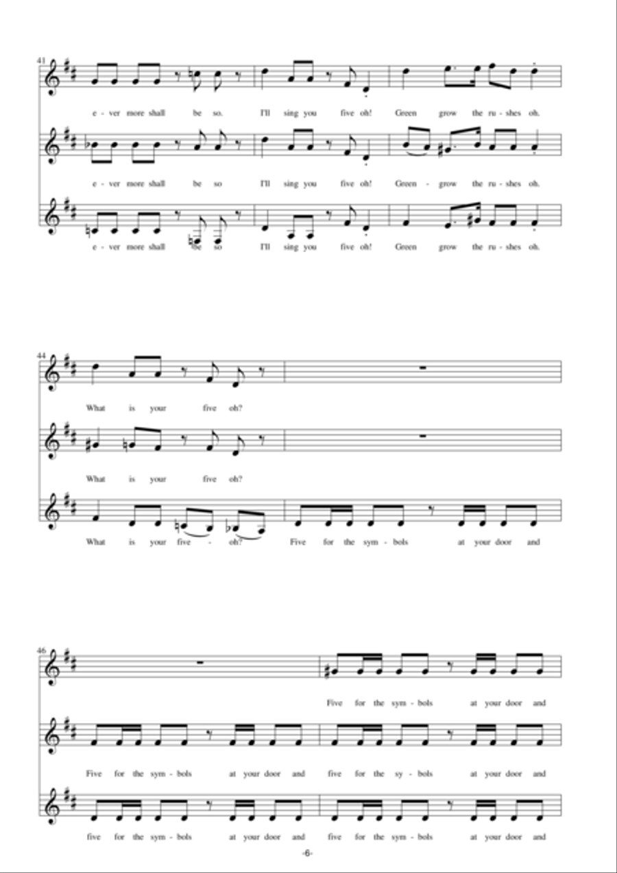Green grow the rushes o (high voices) 3-Part scores gallery preview page 6
