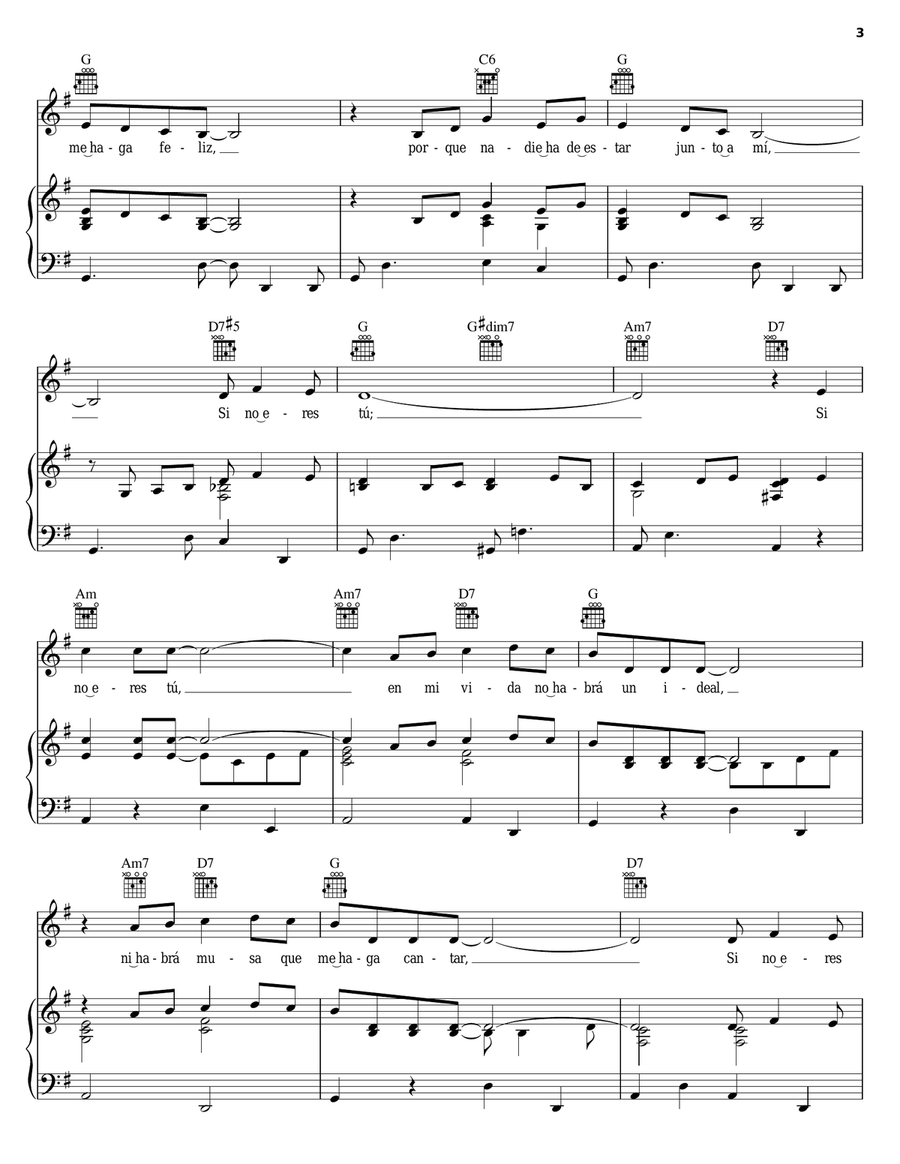Si No Eres Tu Piano, Vocal, Guitar scores gallery preview page 3