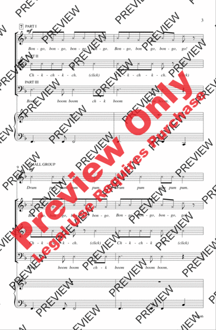 Bang the Drum All Day 3-Part scores gallery preview page 3