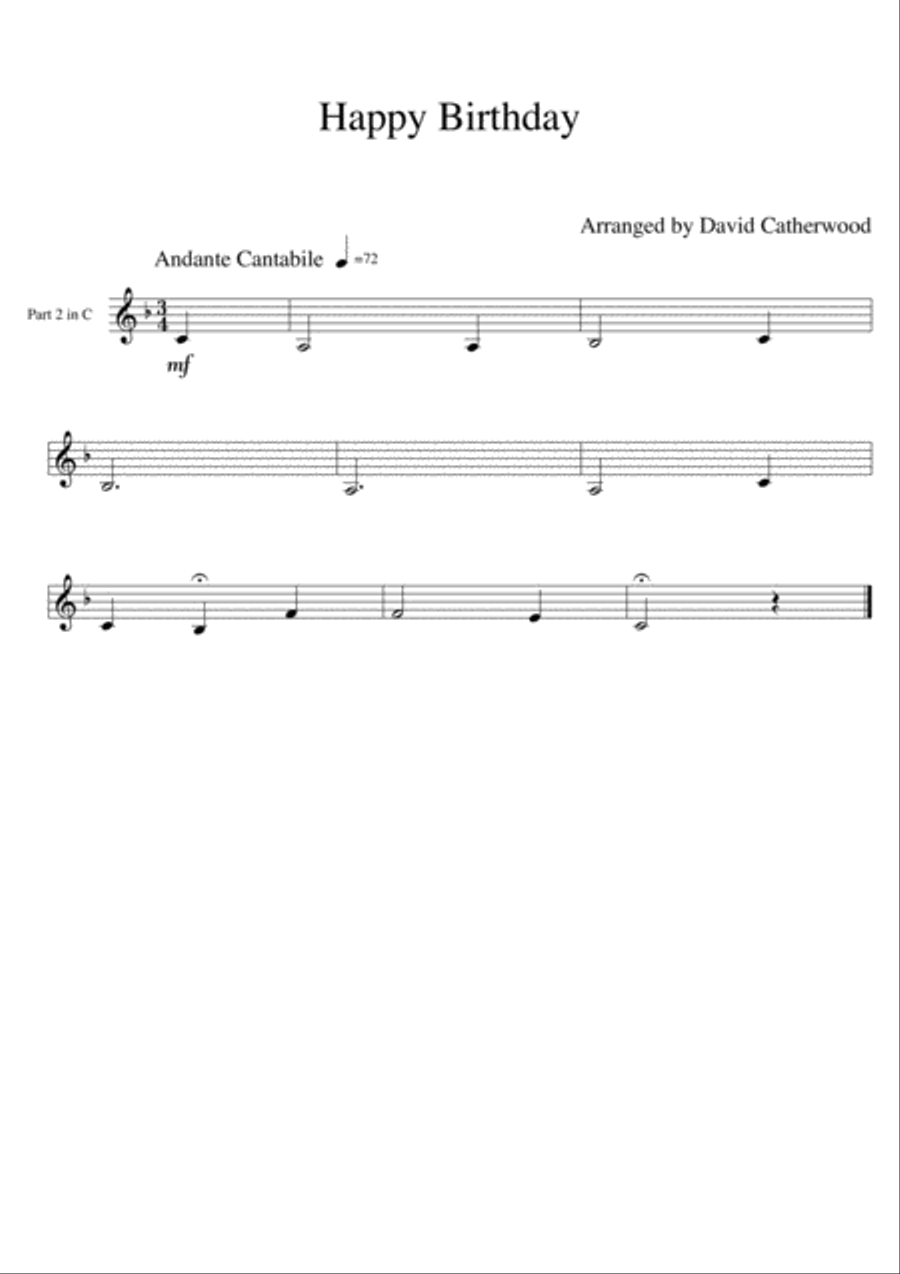 Happy Birthday arranged for Flexible ensemble by David Catherwood (suitable for any combination) Concert Band scores gallery preview page 5