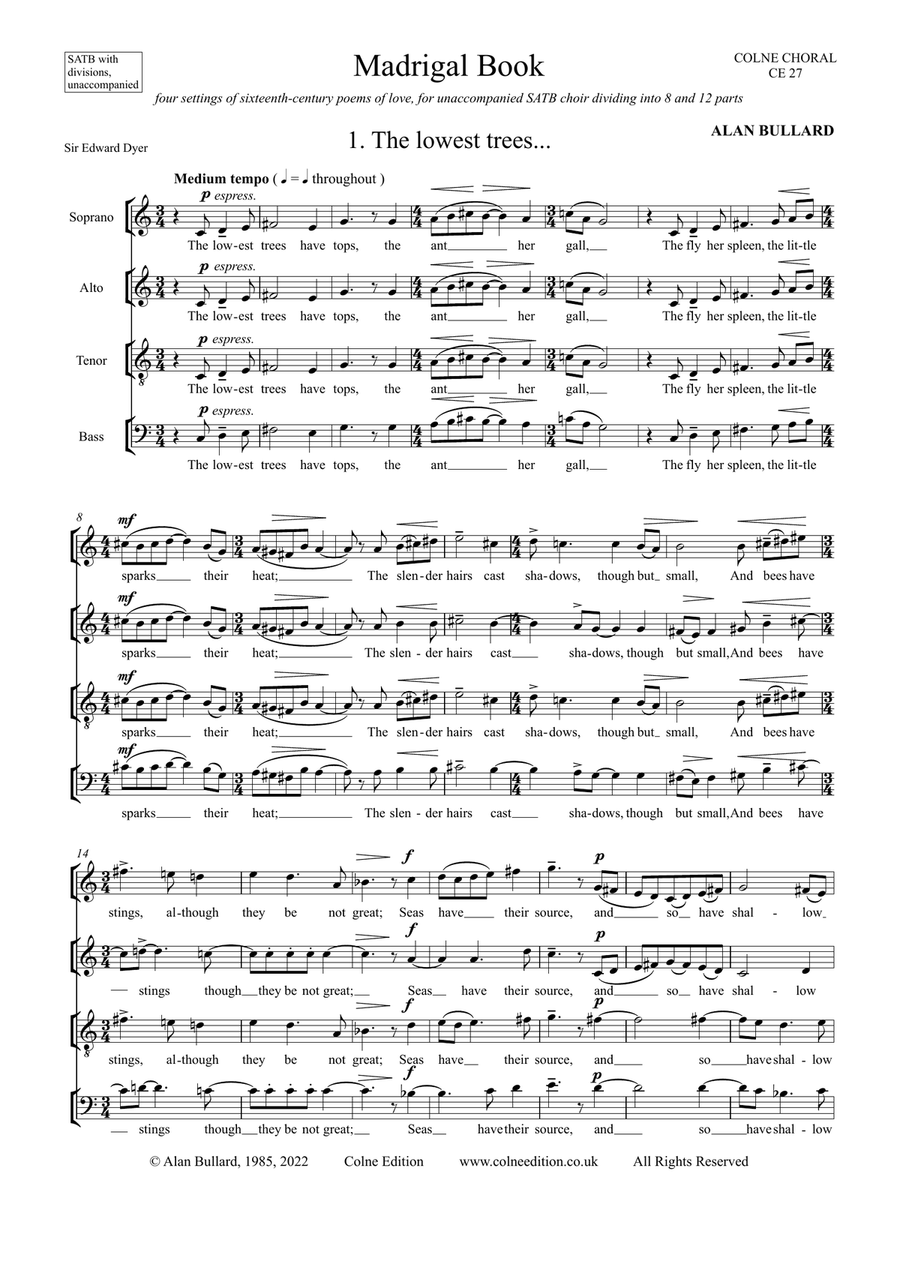 Madrigal Book (for unaccompanied choir in up to 12 parts) Divisi scores gallery preview page 3