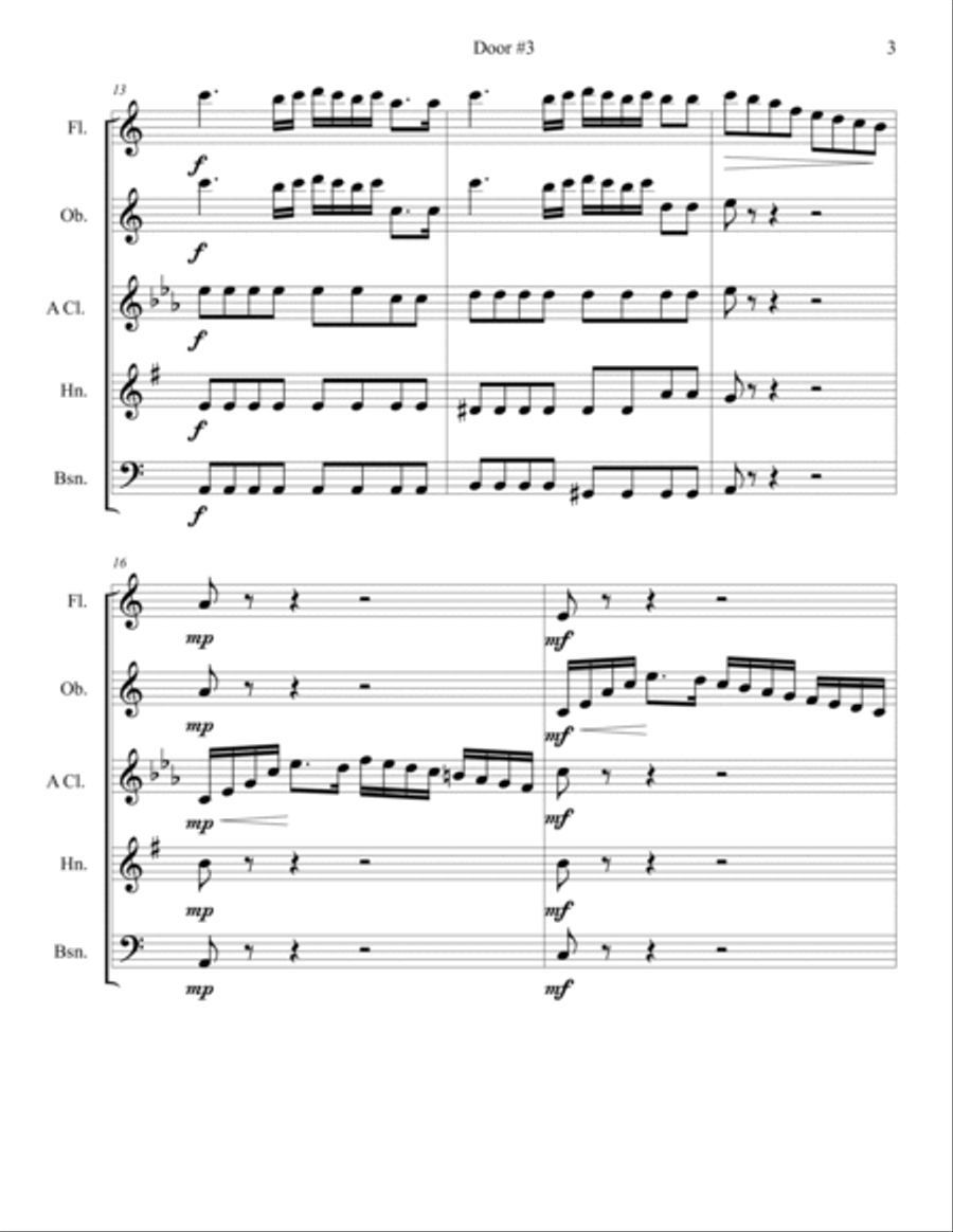 Door #3 -- A Wind Quintet Woodwind Quintet scores gallery preview page 3