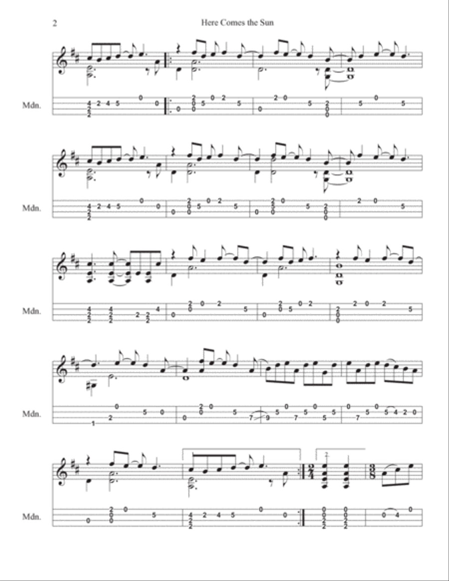 Here Comes The Sun Mandolin scores gallery preview page 2