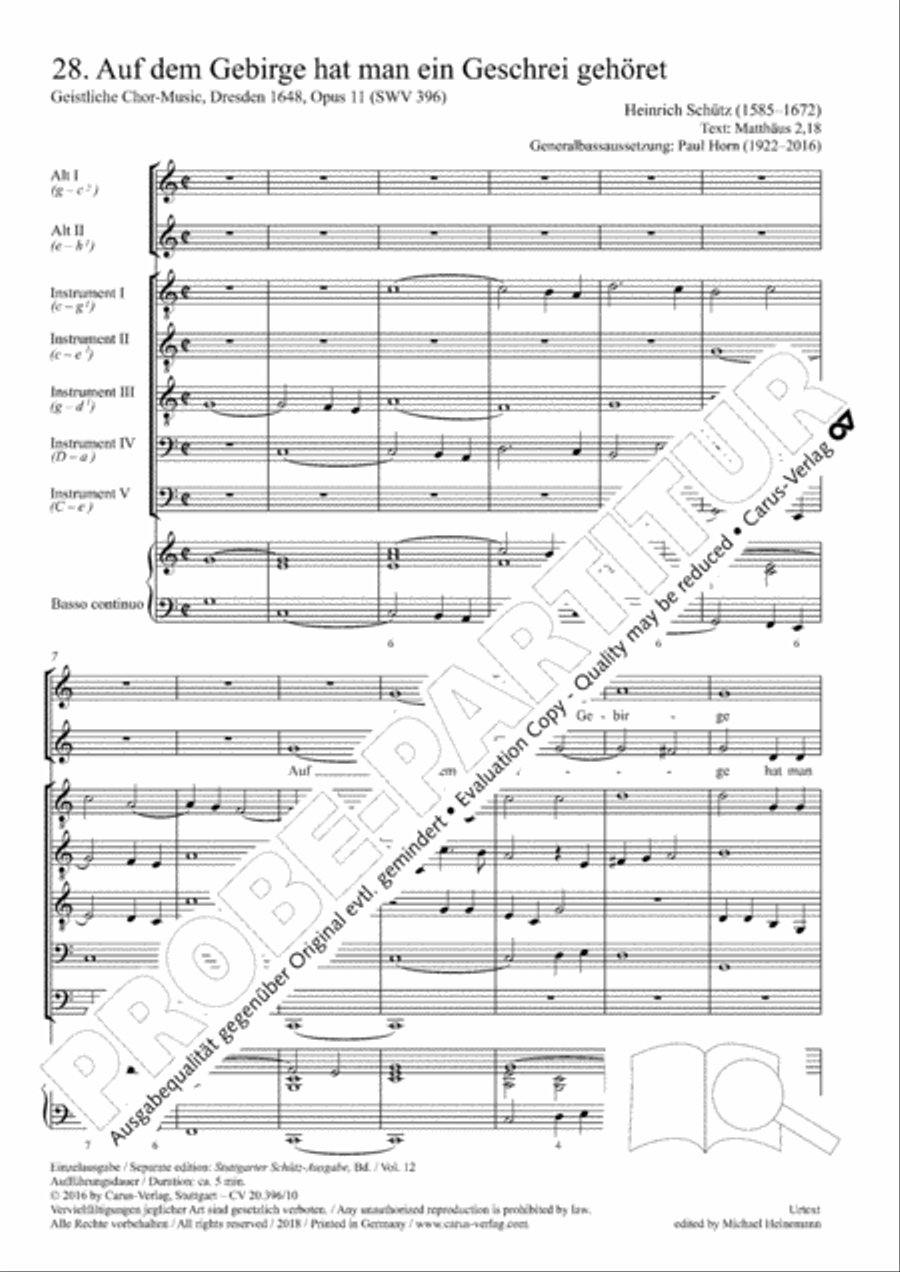 Auf dem Gebirge in F Major, SWV 396 Score scores gallery preview page 2