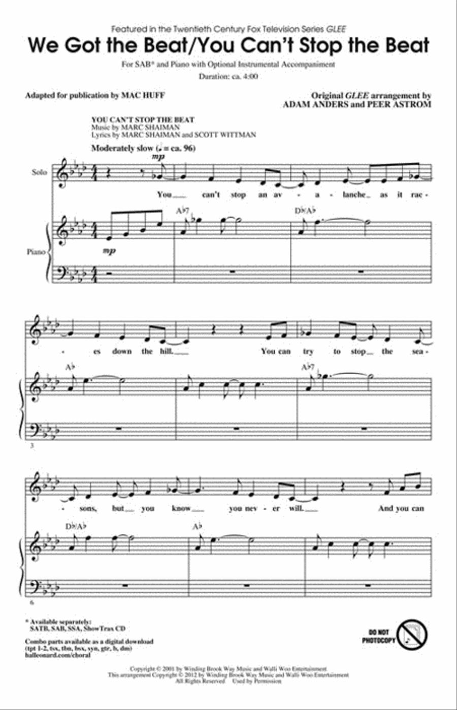 We Got the Beat/You Can't Stop the Beat 3-Part scores gallery preview page 2