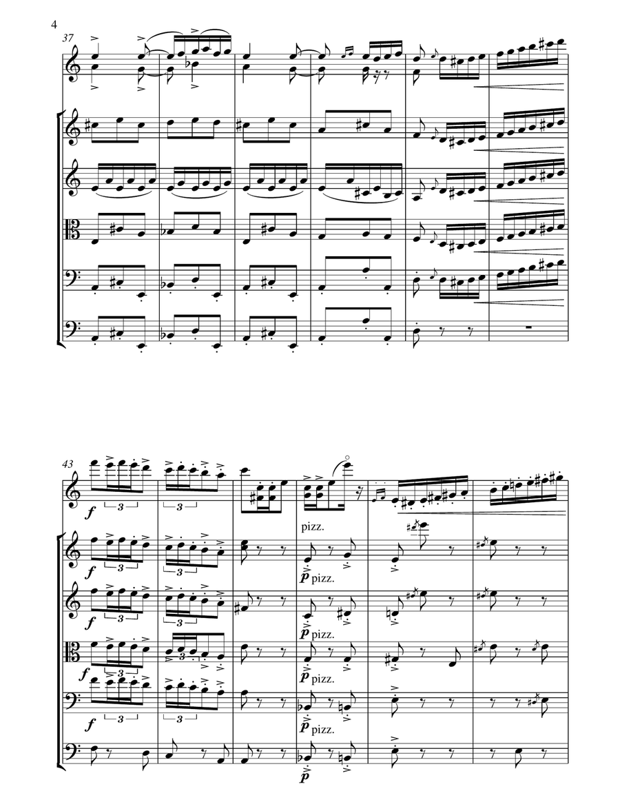 Manuel De Falla Spanish Dance (La Vida breve) arranged for solo violin and string Orchestra , Violin String Orchestra scores gallery preview page 4