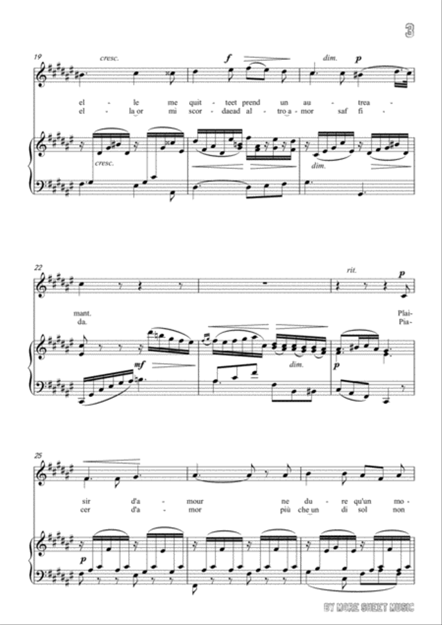 Giovanni-Piacer d'amor in F sharp Major,for Voice and Piano Voice Solo scores gallery preview page 5