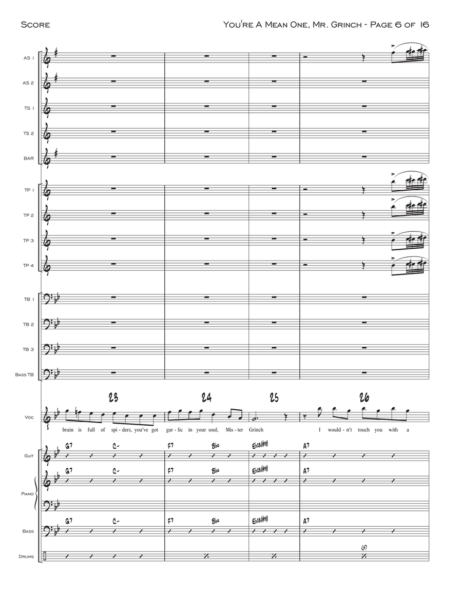 You're A Mean One, Mr. Grinch Jazz Ensemble scores gallery preview page 6