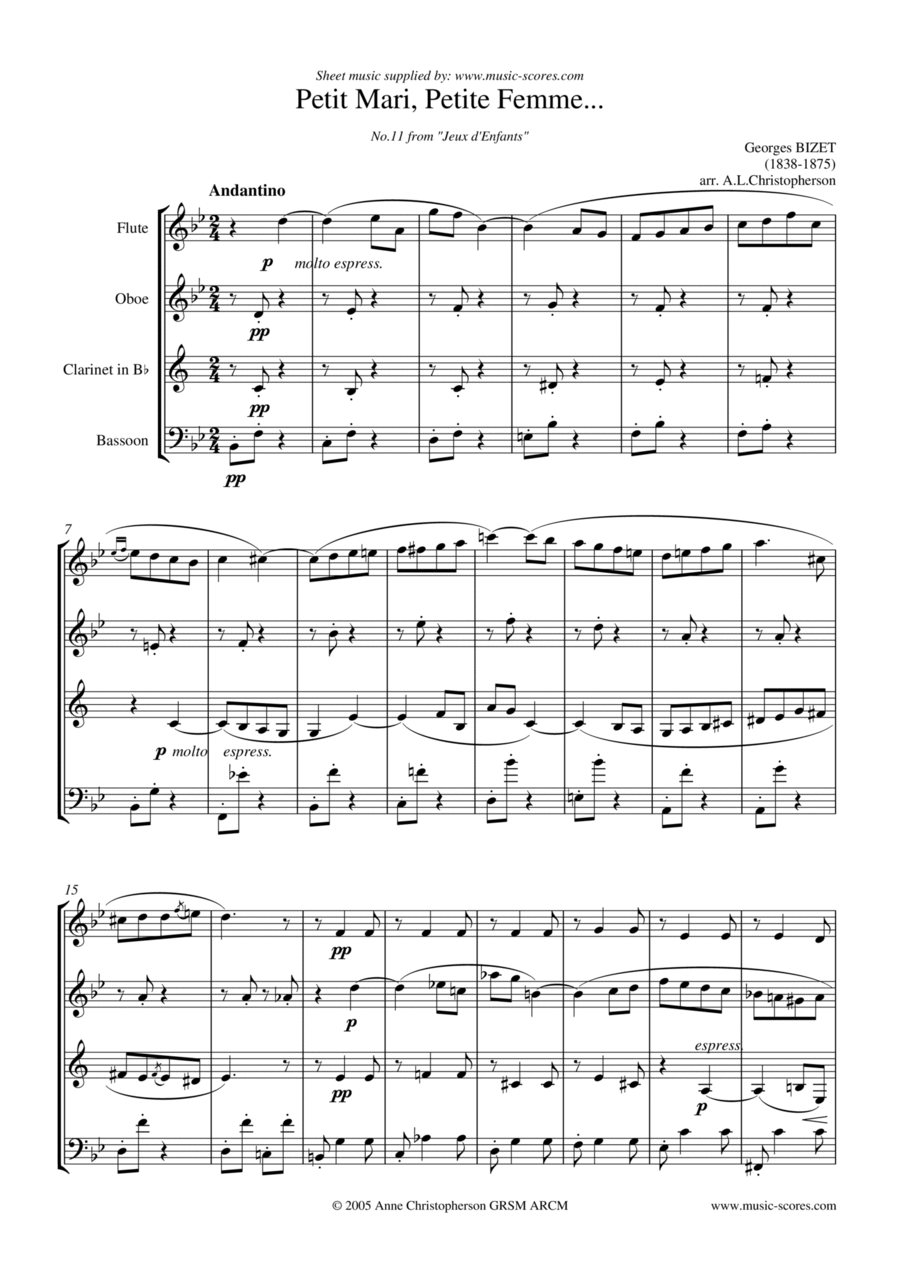 Petit Mari, Petite Femme - Flute, Oboe, Bassoon and French Horn Bassoon scores gallery preview page 1