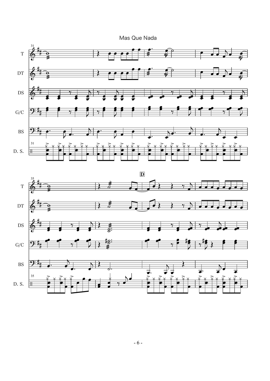 Mas Que Nada Percussion Ensemble scores gallery preview page 6