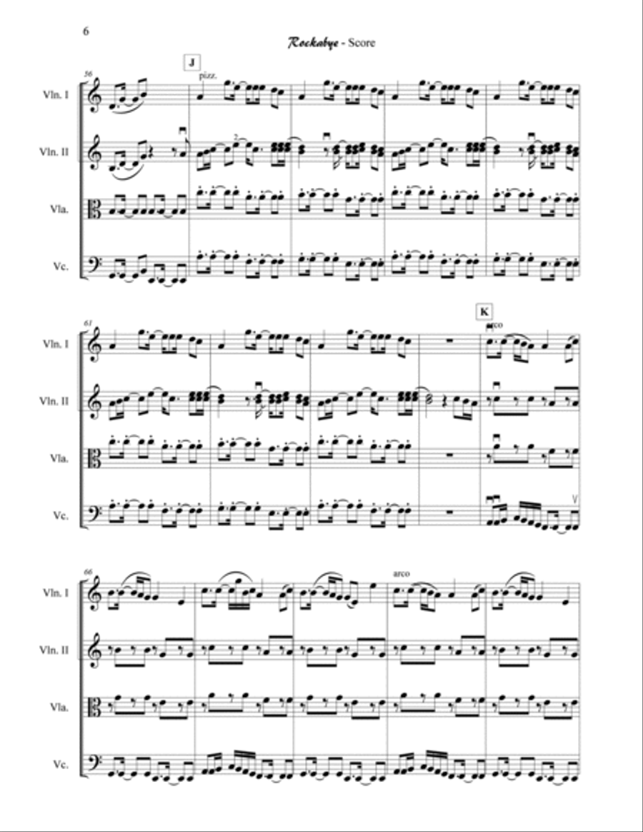 Rockabye Rockabye String Quartet scores gallery preview page 6