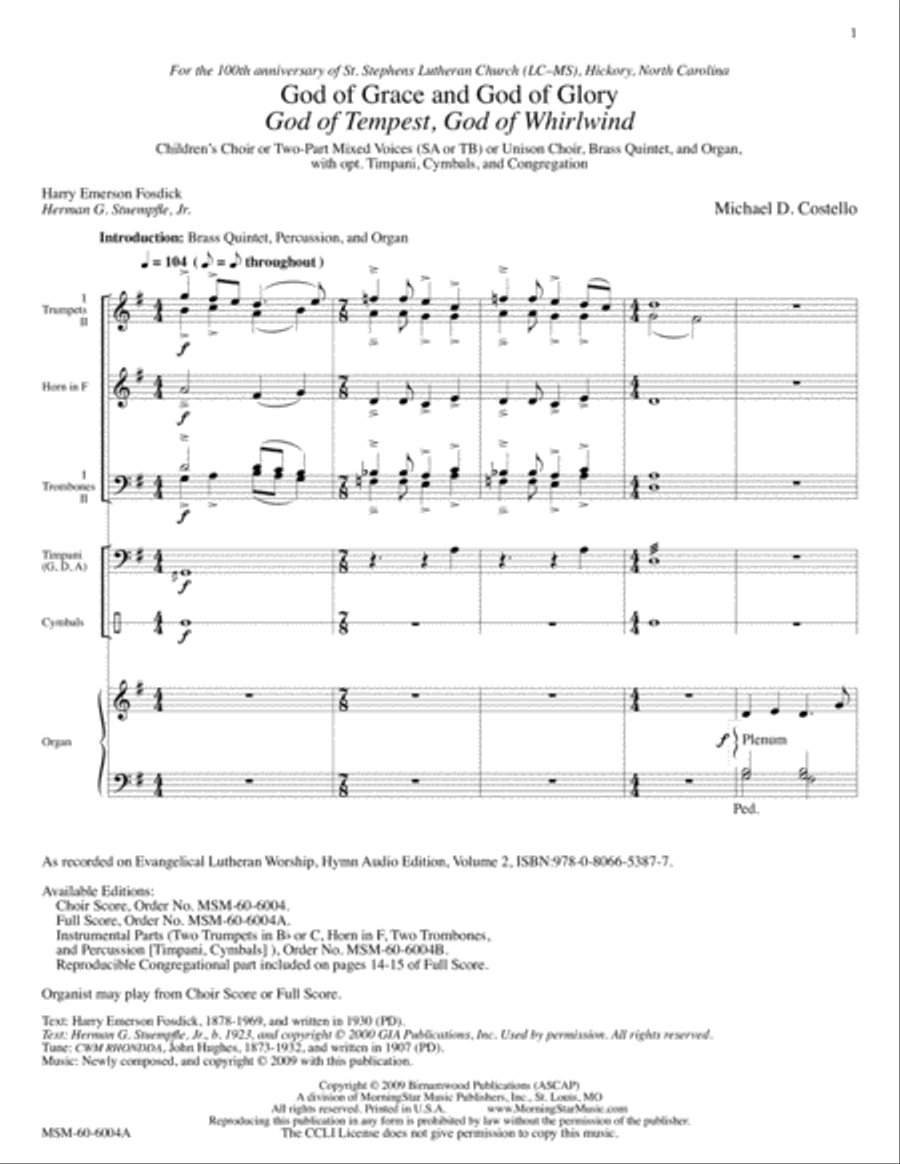 God of Grace and God of Glory God of Tempest, God of Whirlwind (Full Score) Choir scores gallery preview page 2