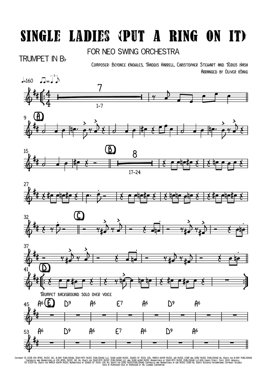 Single Ladies (Put A Ring On It) Jazz Ensemble scores gallery preview page 5