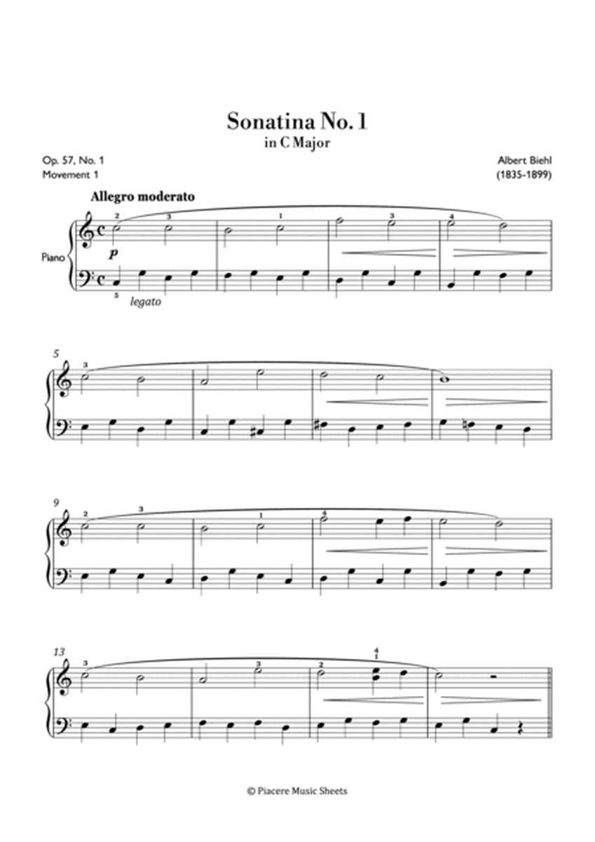 Biehl - Sonatina No. 1 Op. 57 in C Major (Allegro Moderato) - Easy image number null