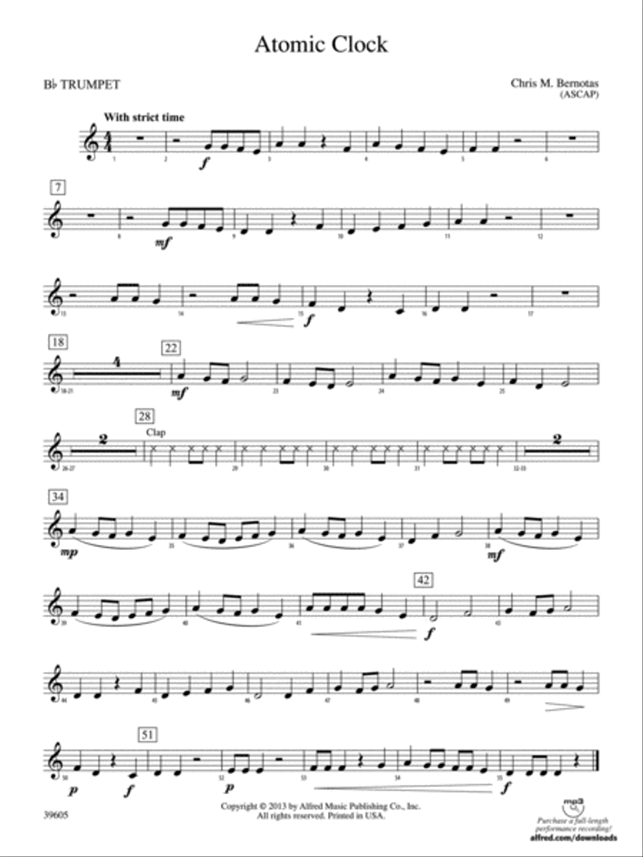 Atomic Clock: 1st B-flat Trumpet Concert Band scores gallery preview page 1