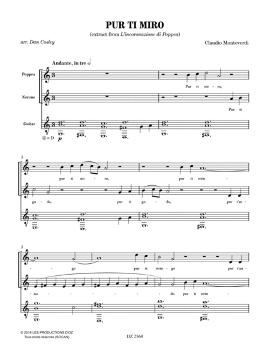 Pur ti miro Classical Guitar scores gallery preview page 3