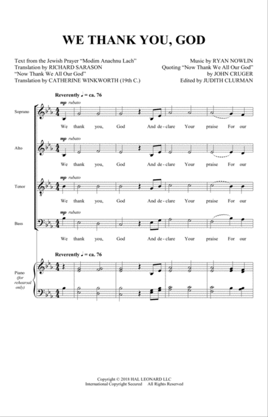 We Thank You, God We Thank You, God 4-Part scores gallery preview page 1