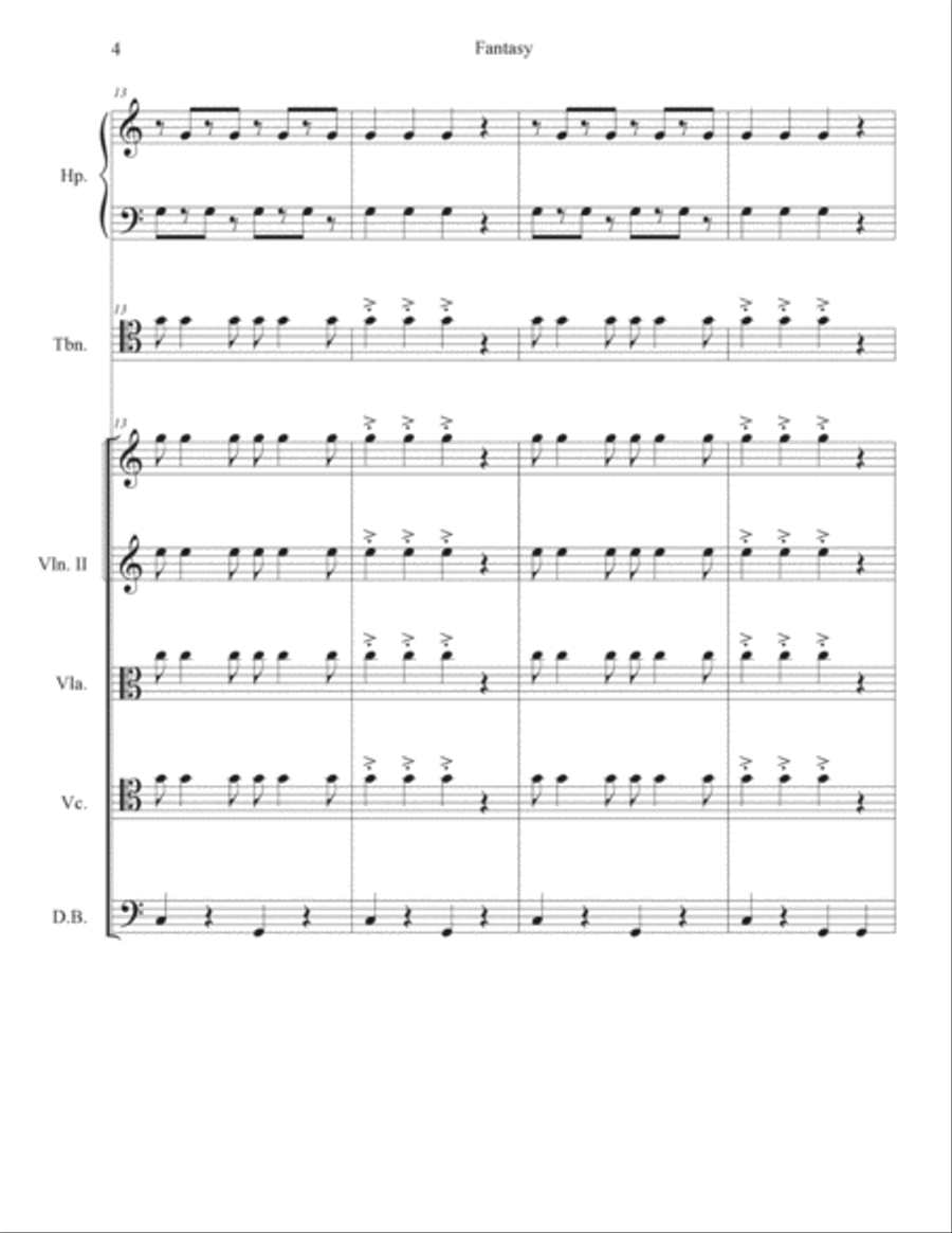 Fantasy for trombone solo, harp and string orchestra String Orchestra scores gallery preview page 5