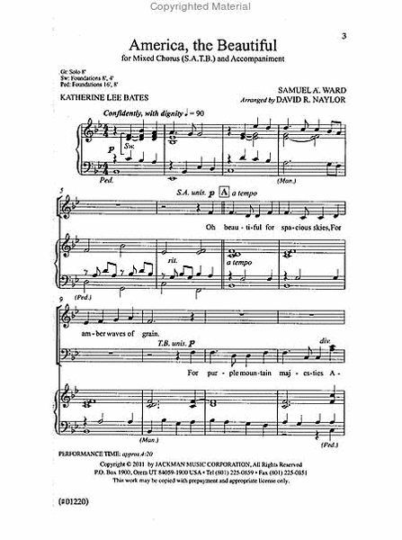 America, the Beautiful - SATB image number null