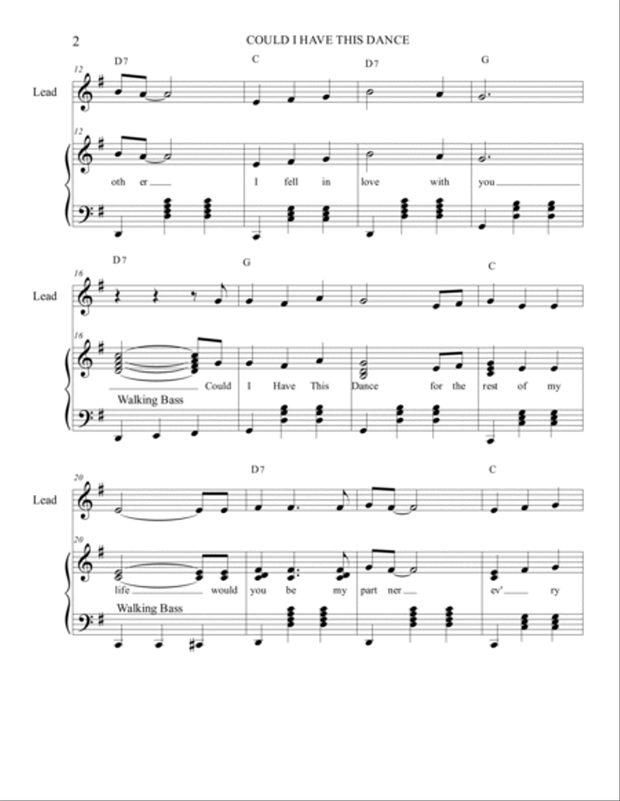 Could I Have This Dance Piano, Vocal, Guitar scores gallery preview page 2