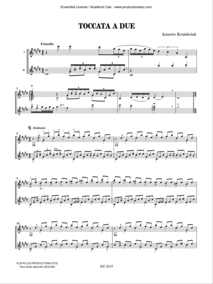 Toccata a due Classical Guitar scores gallery preview page 3