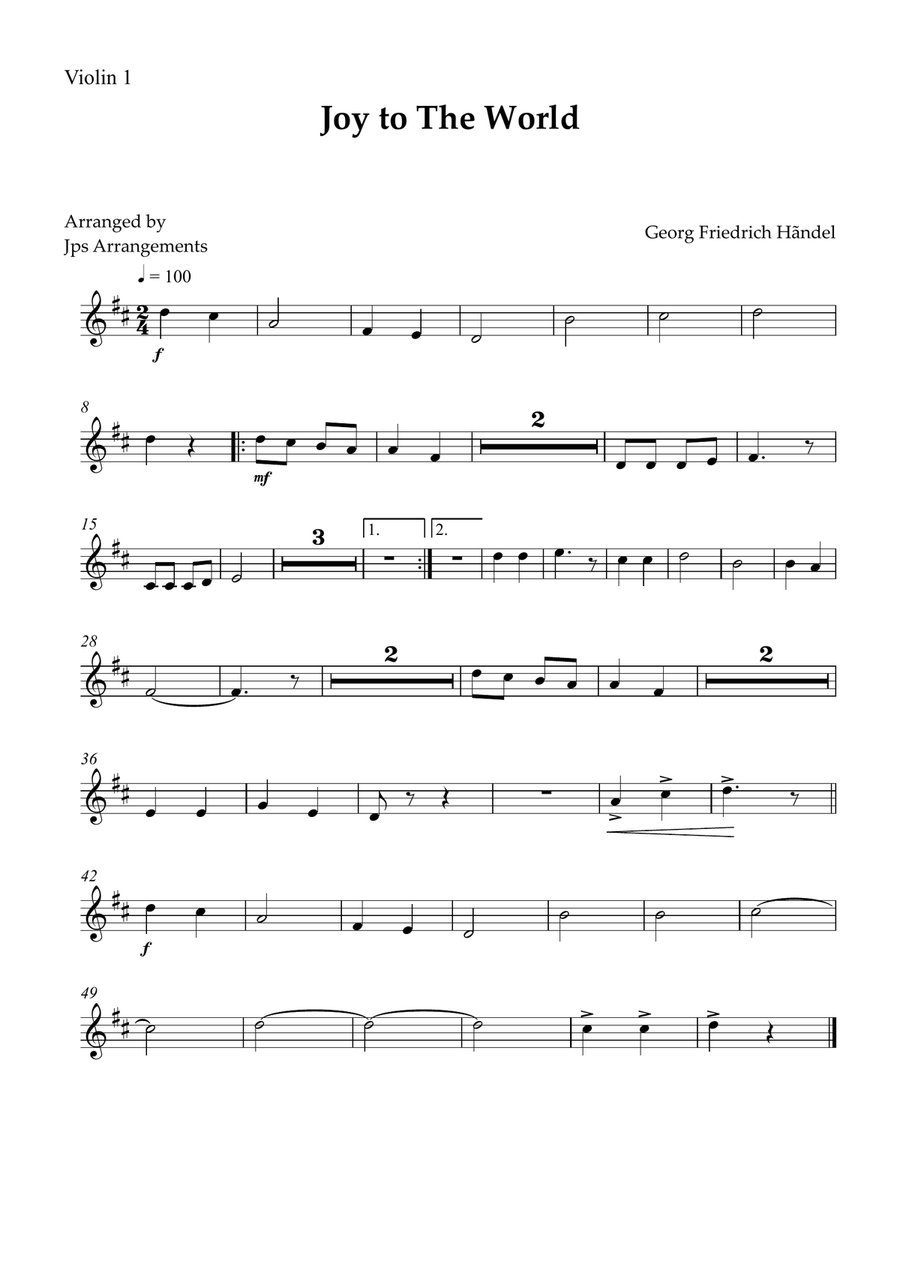 Joy To The World String quintet easy beginner String Quintet scores gallery preview page 5