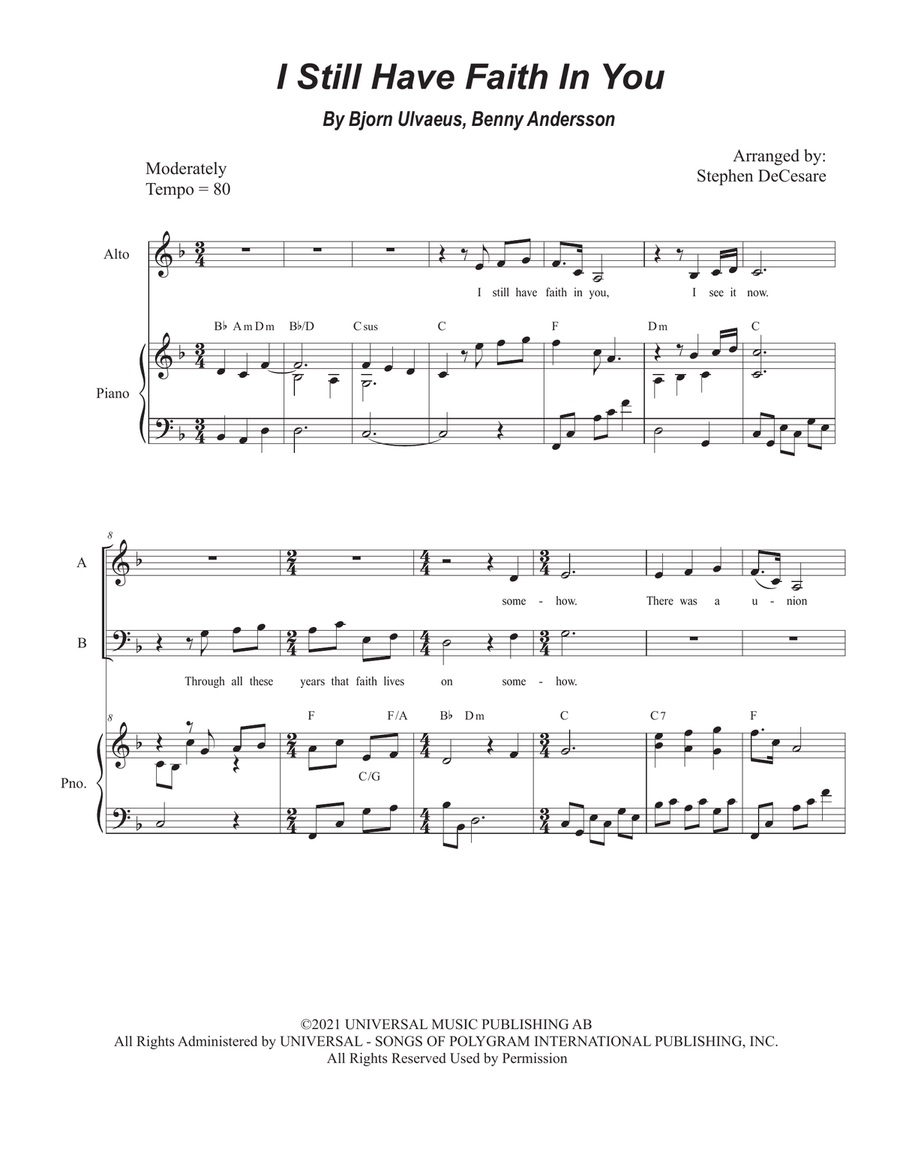 I Still Have Faith In You Piano, Vocal scores gallery preview page 1