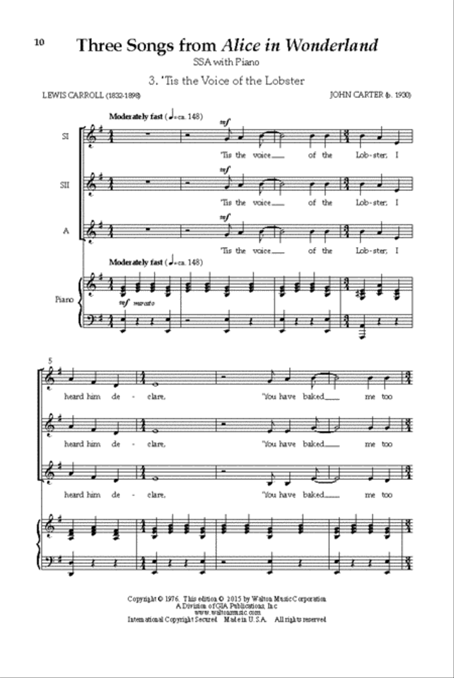 Three Songs from Alice In Wonderland SSA scores gallery preview page 7