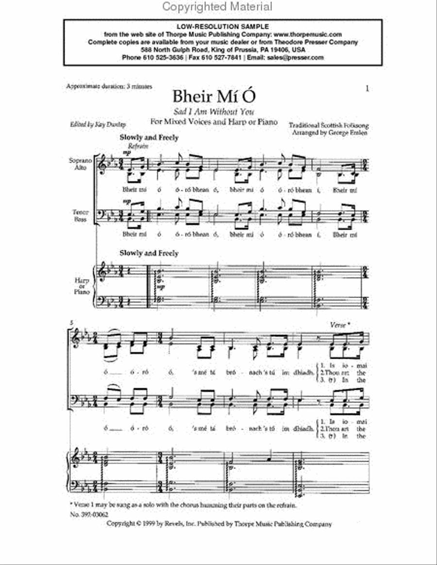 Sad I Am Without You 4-Part scores gallery preview page 2