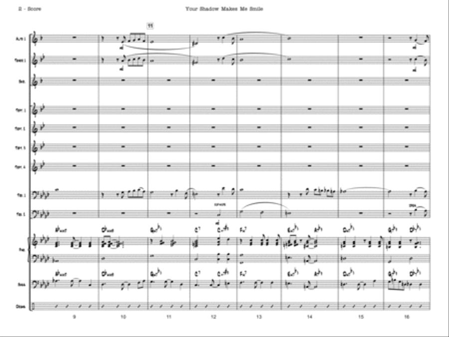 Your Shadow Makes Me Smile (Trombone feature with Small Jazz Ensemble 3-3-2-3) Jazz Ensemble scores gallery preview page 3