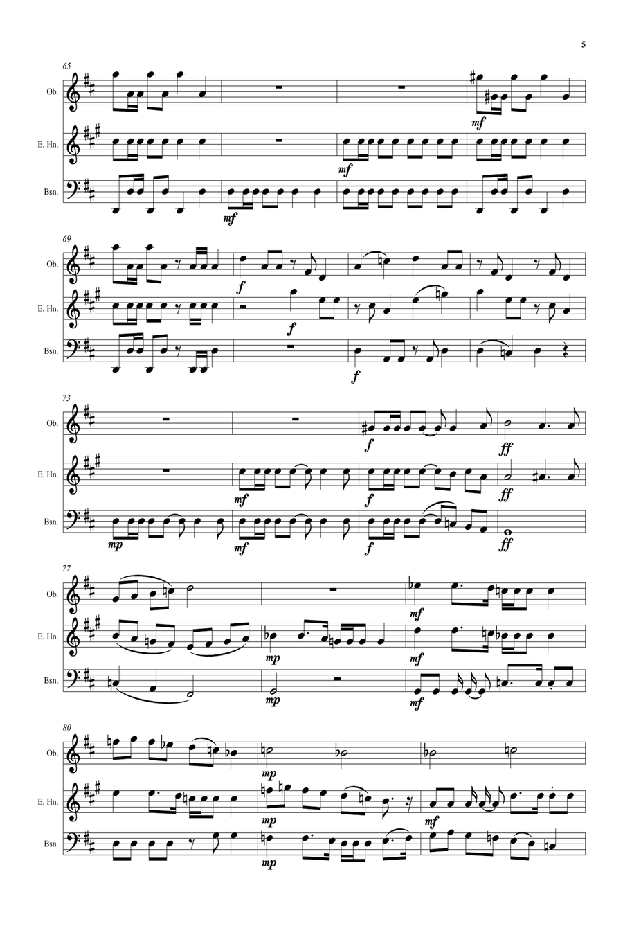Green Grow the Rushes Oh! arranged for double-reed trio (oboe, cor anglais and bassoon) Woodwind Trio scores gallery preview page 5