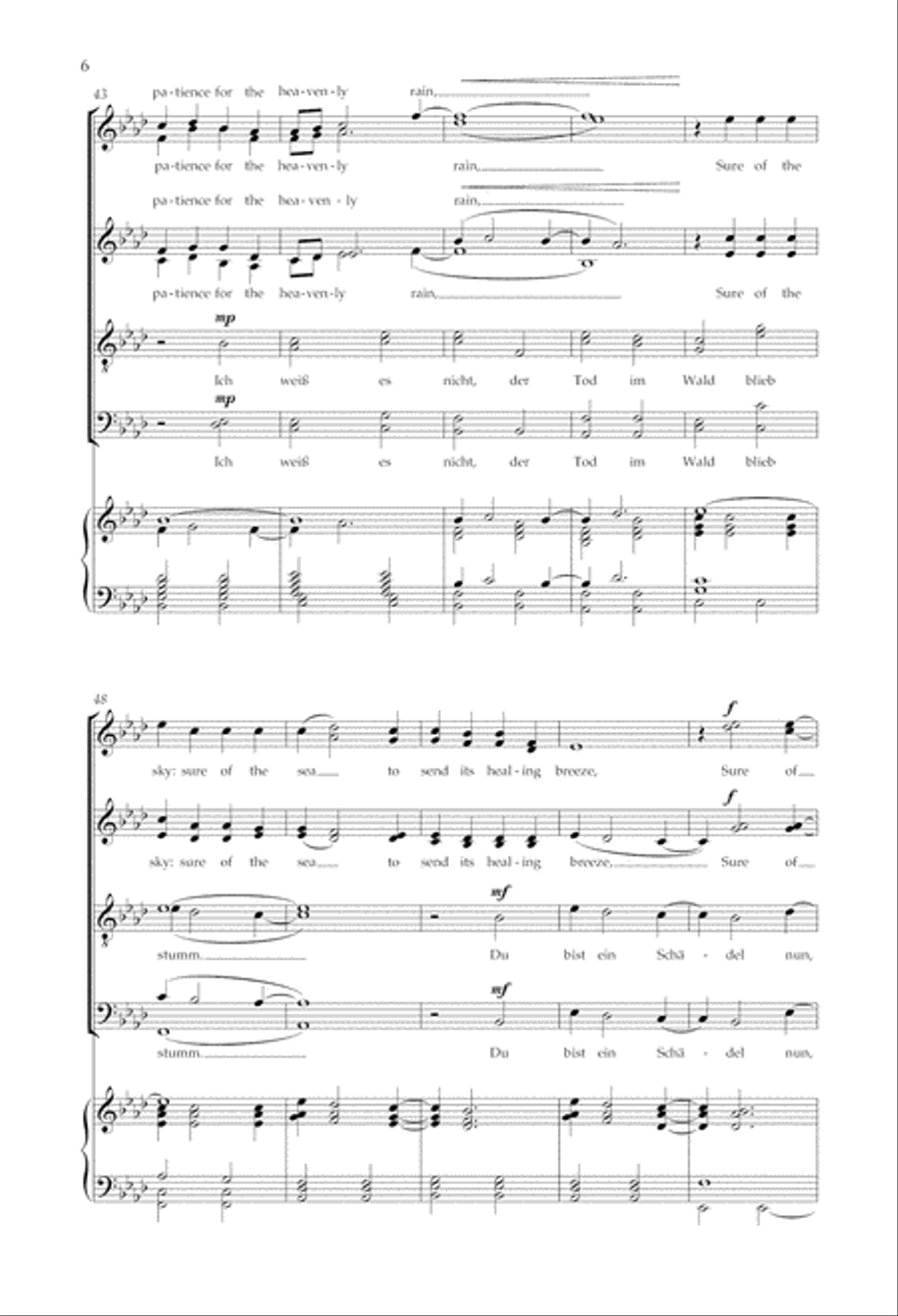Sure of the sky, sure of the sun/Des Himmels sicher, der Sonne sicher Divisi scores gallery preview page 6