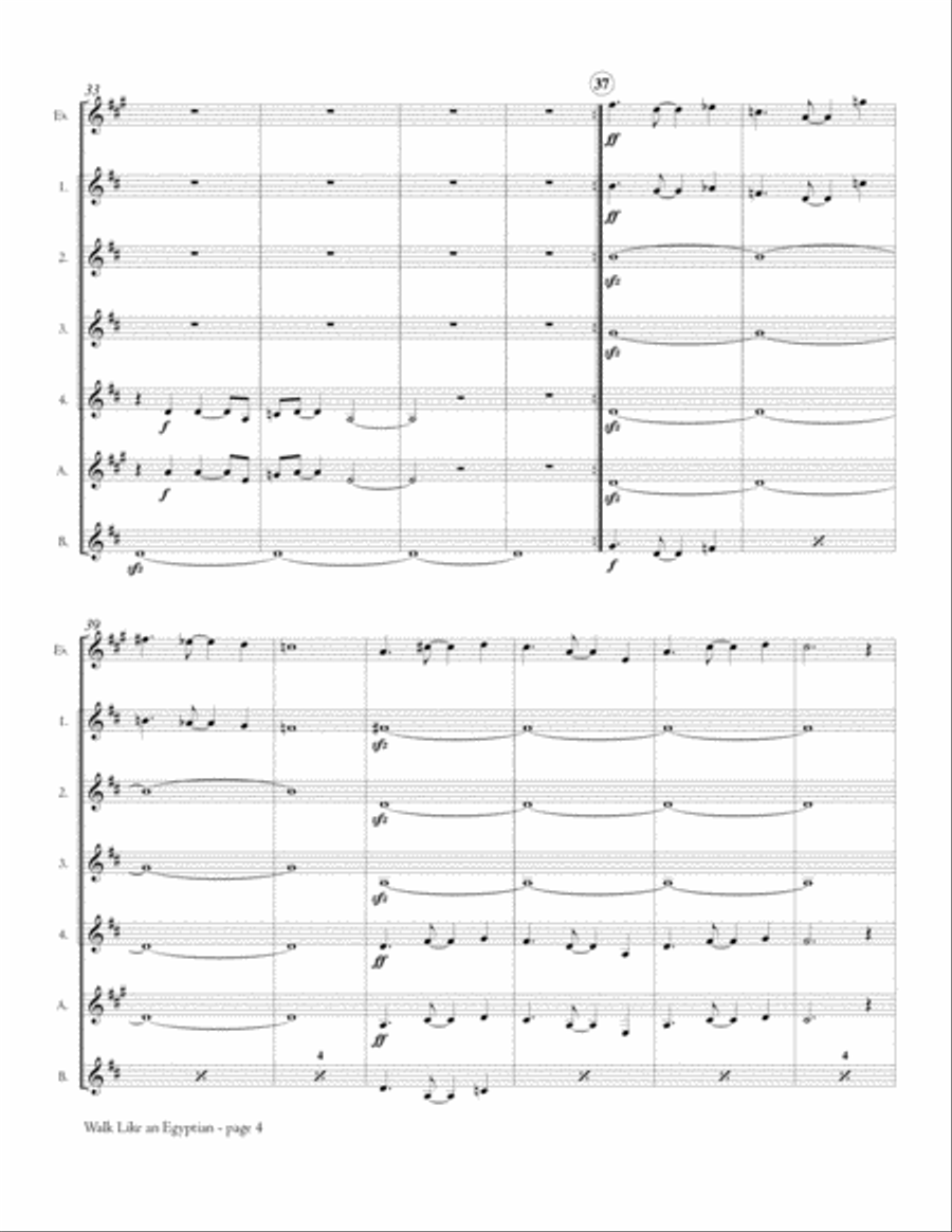 Walk Like An Egyptian Woodwind Ensemble scores gallery preview page 5