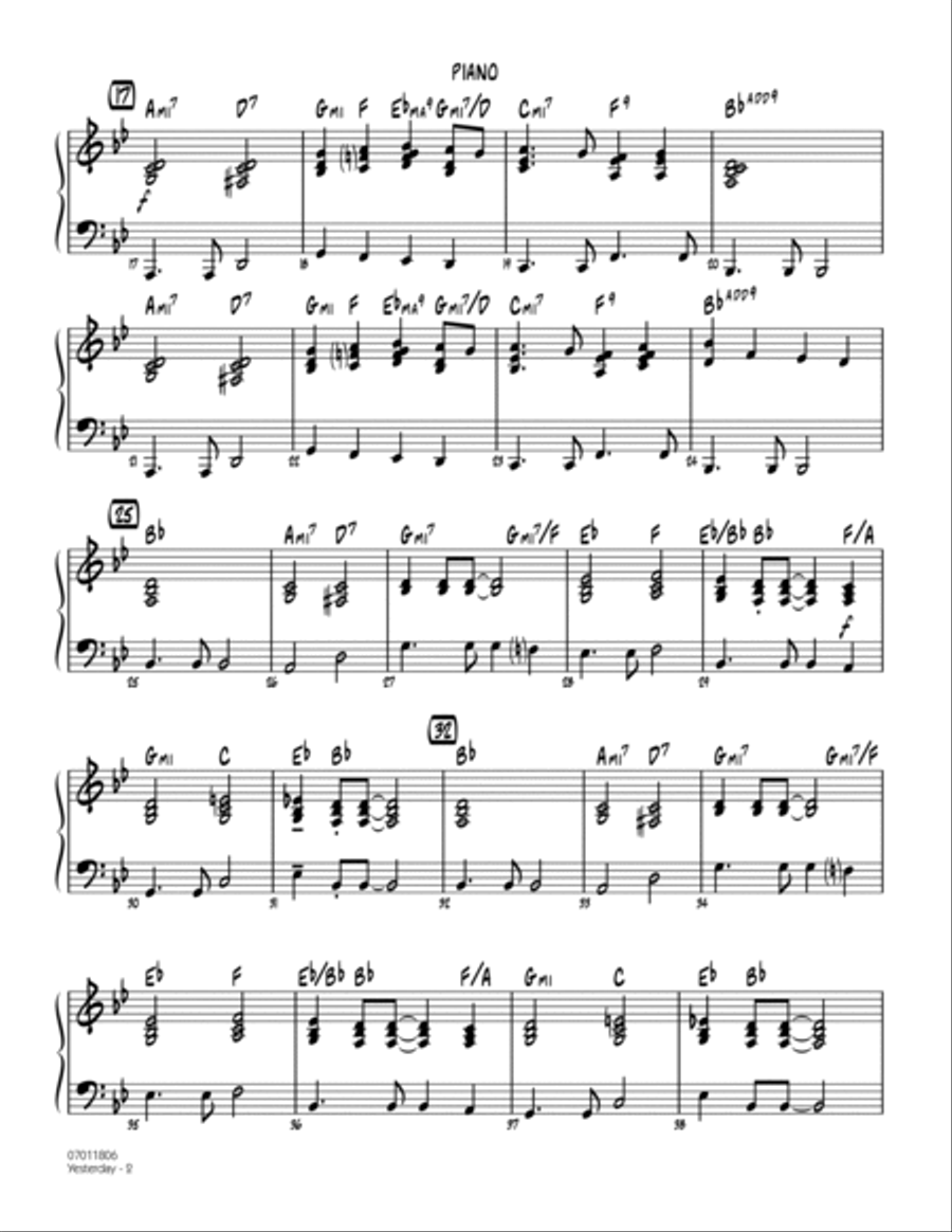 Yesterday - Piano Jazz Ensemble scores gallery preview page 2