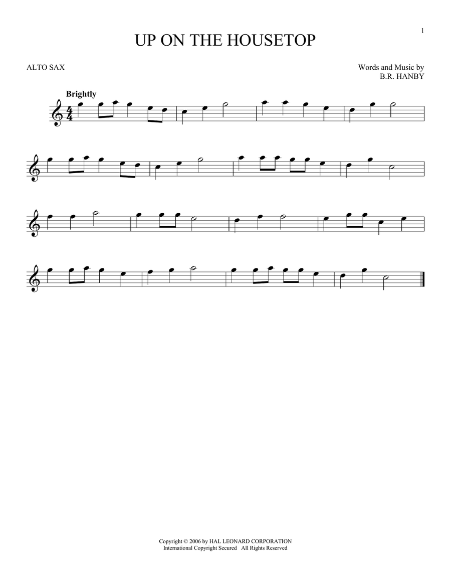 Up On The Housetop Alto Saxophone scores gallery preview page 1