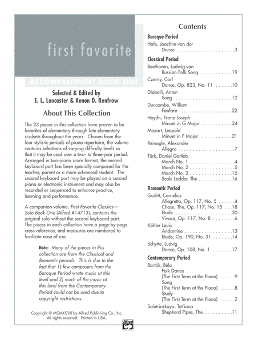 First Favorite Classics: Accompaniment, Book 1 Easy Piano scores gallery preview page 5