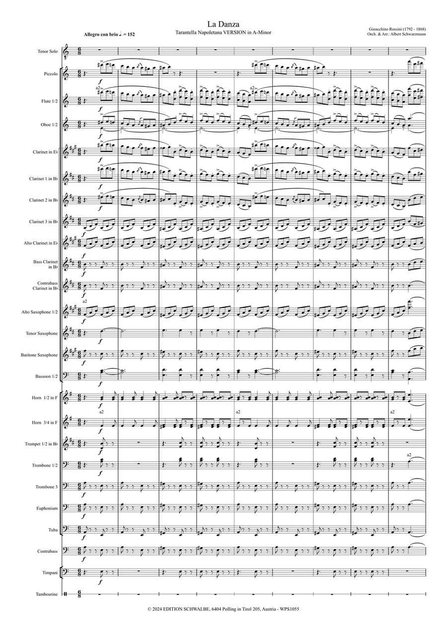 La Danza, Tarantella Napoletana VERSION in A-Minor Concert Band scores gallery preview page 3
