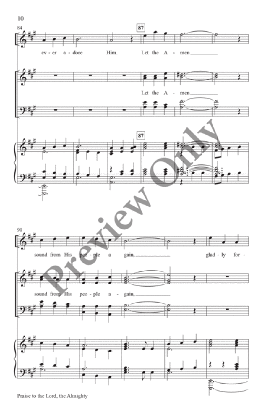 Praise to the Lord, the Almighty 4-Part scores gallery preview page 9