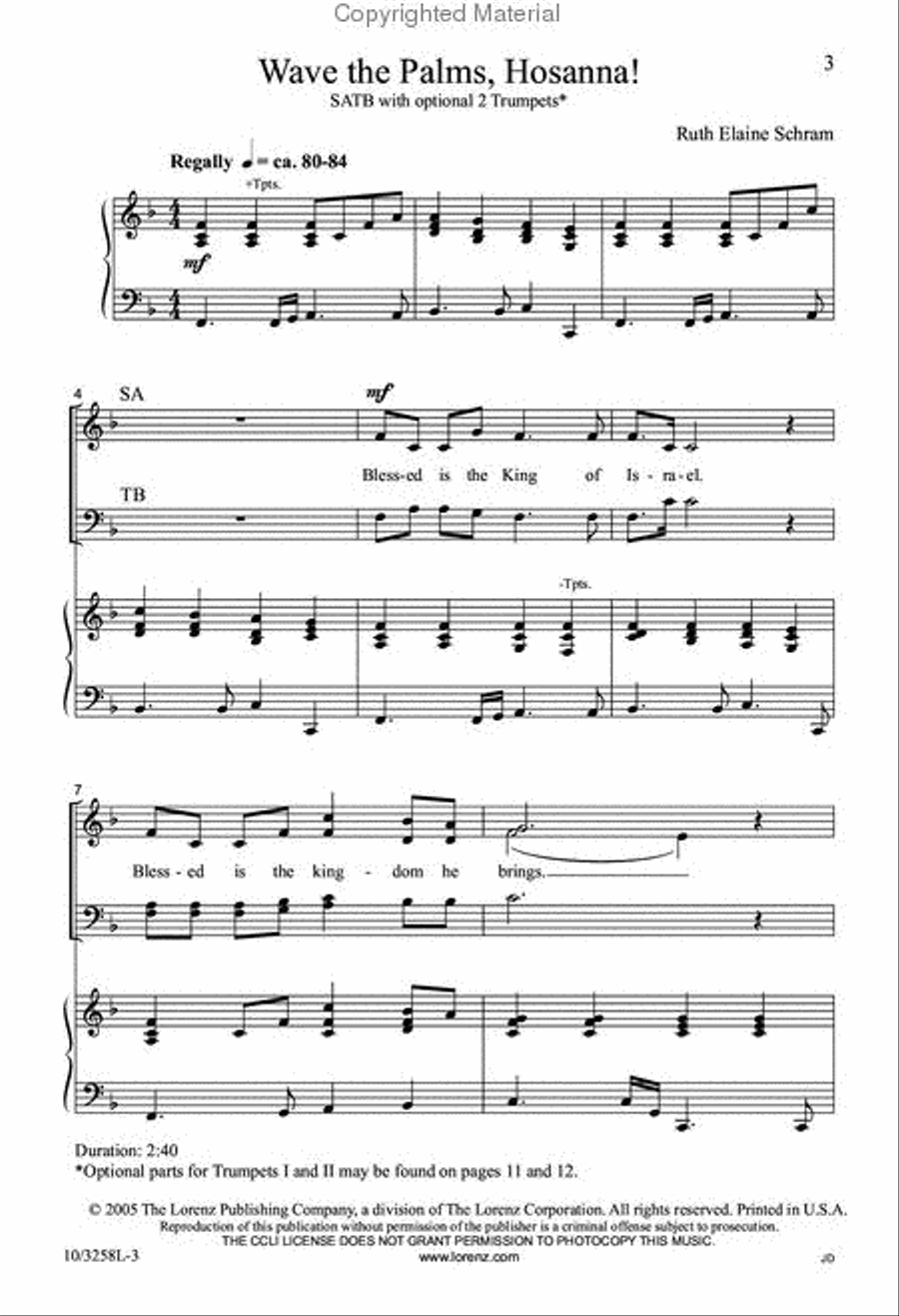 Wave the Palms, Hosanna! 4-Part scores gallery preview page 2