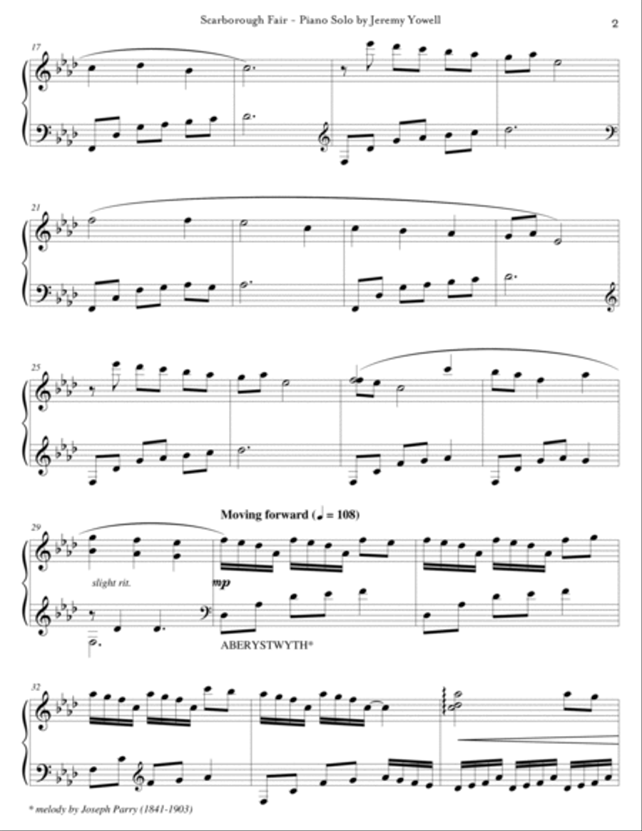 Scarborough Fair Piano Solo scores gallery preview page 2