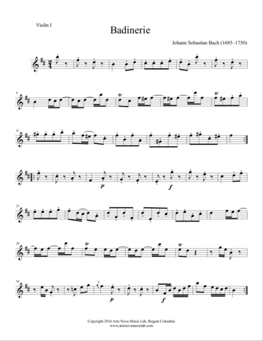 Badinerie. From BWV 1067 Suite Chamber Orchestra scores gallery preview page 4