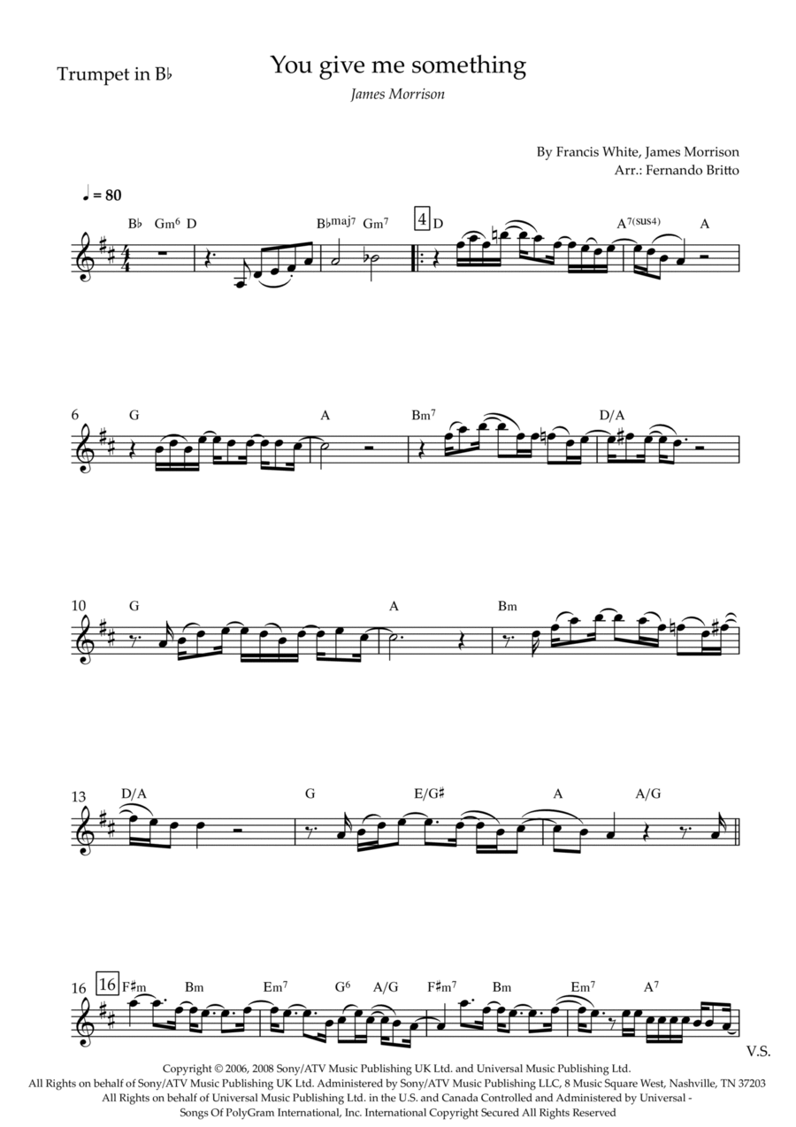 You Give Me Something Trumpet Solo scores gallery preview page 1