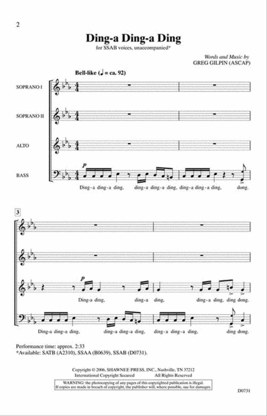 Ding-a Ding-a Ding A Cappella scores gallery preview page 2
