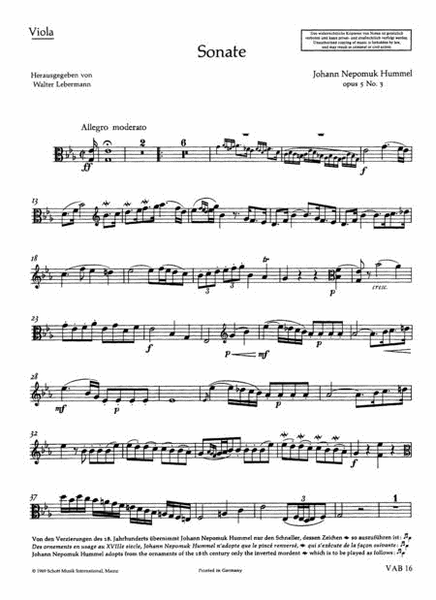 Viola Sonata in E-flat Major, Op. 5/3
