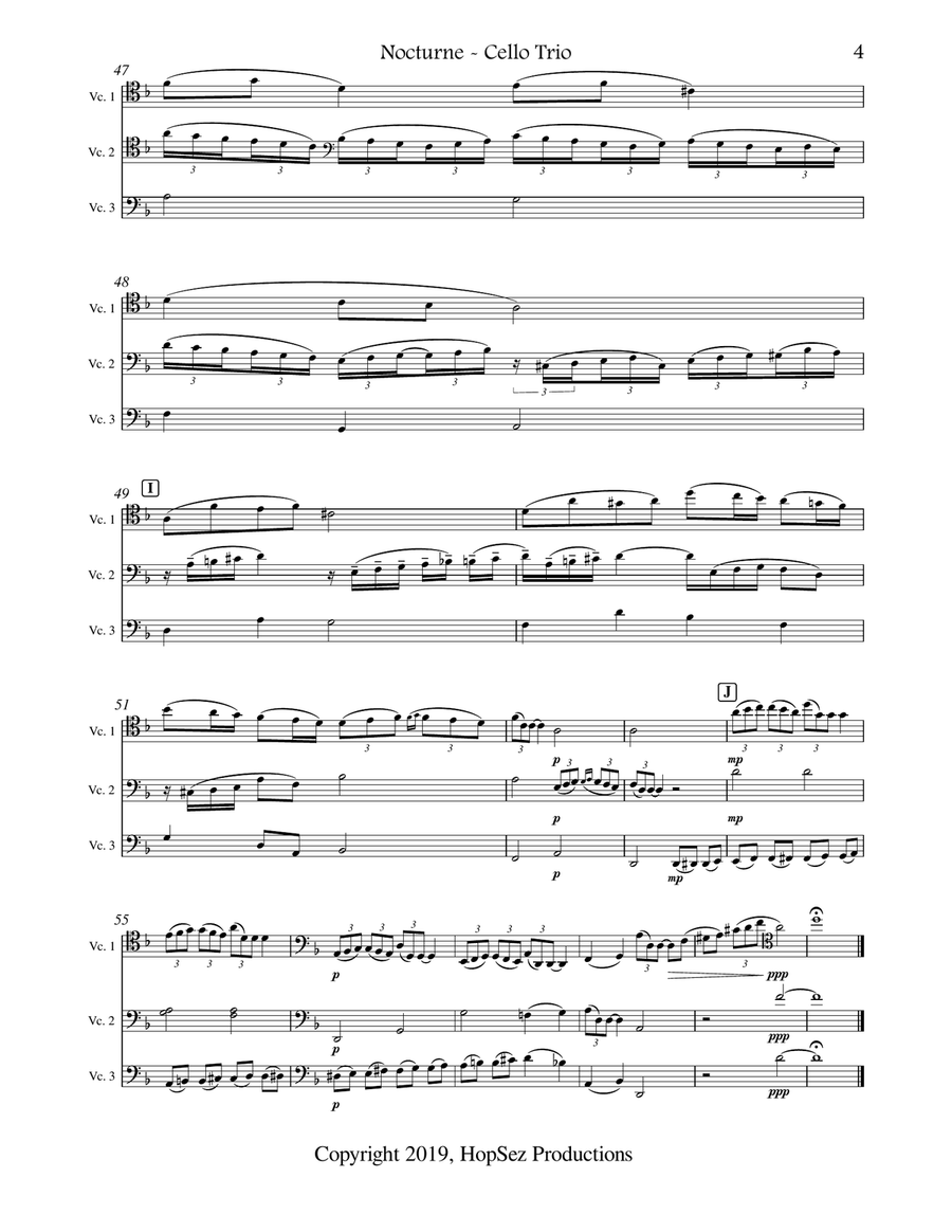 Tchaikovsky Nocturne - Cello Trio Cello scores gallery preview page 4