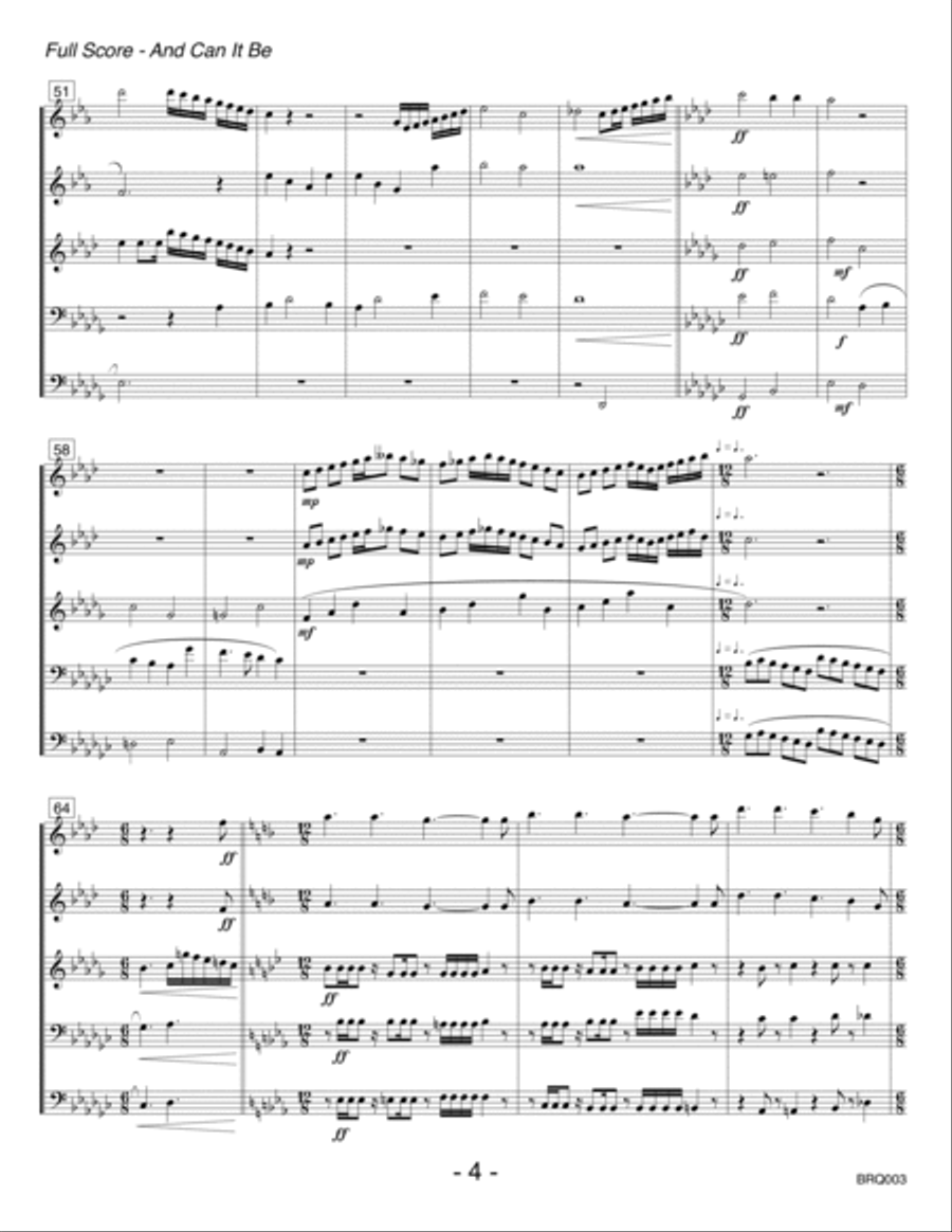 AND CAN IT BE - BRASS QUINTET (or Sextet) - unaccompanied Brass Quintet scores gallery preview page 4