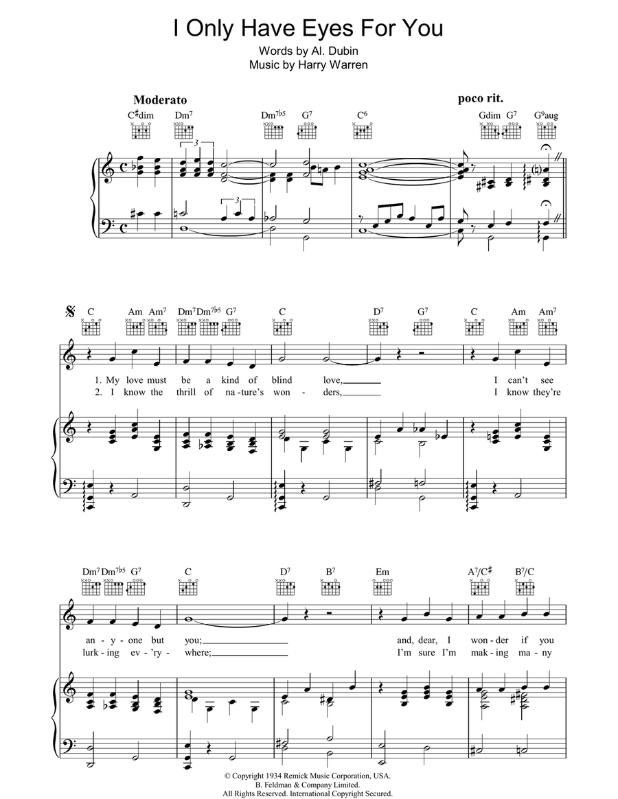 I Only Have Eyes For You Piano, Vocal, Guitar scores gallery preview page 1