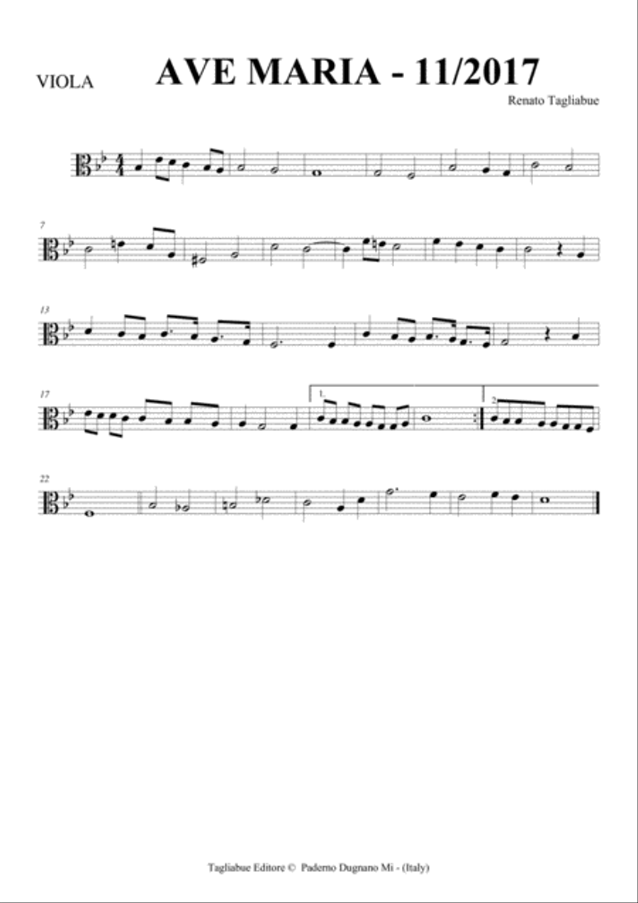 AVE MARIA - Tagliabue - 11-2017 - For Soprano/Tenor and String Trio Small Ensemble scores gallery preview page 5