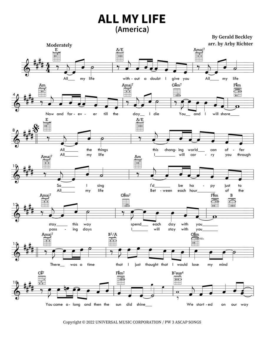 All My Life Piano scores gallery preview page 1