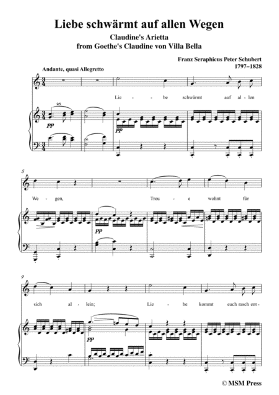 Schubert-Liebe schwärmt auf allen Wegen,in C Major Piano, Vocal scores gallery preview page 3